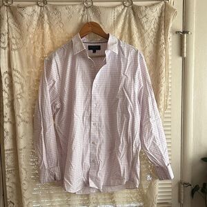 Banana Republic Light Pink Checkered Dress Shirt
